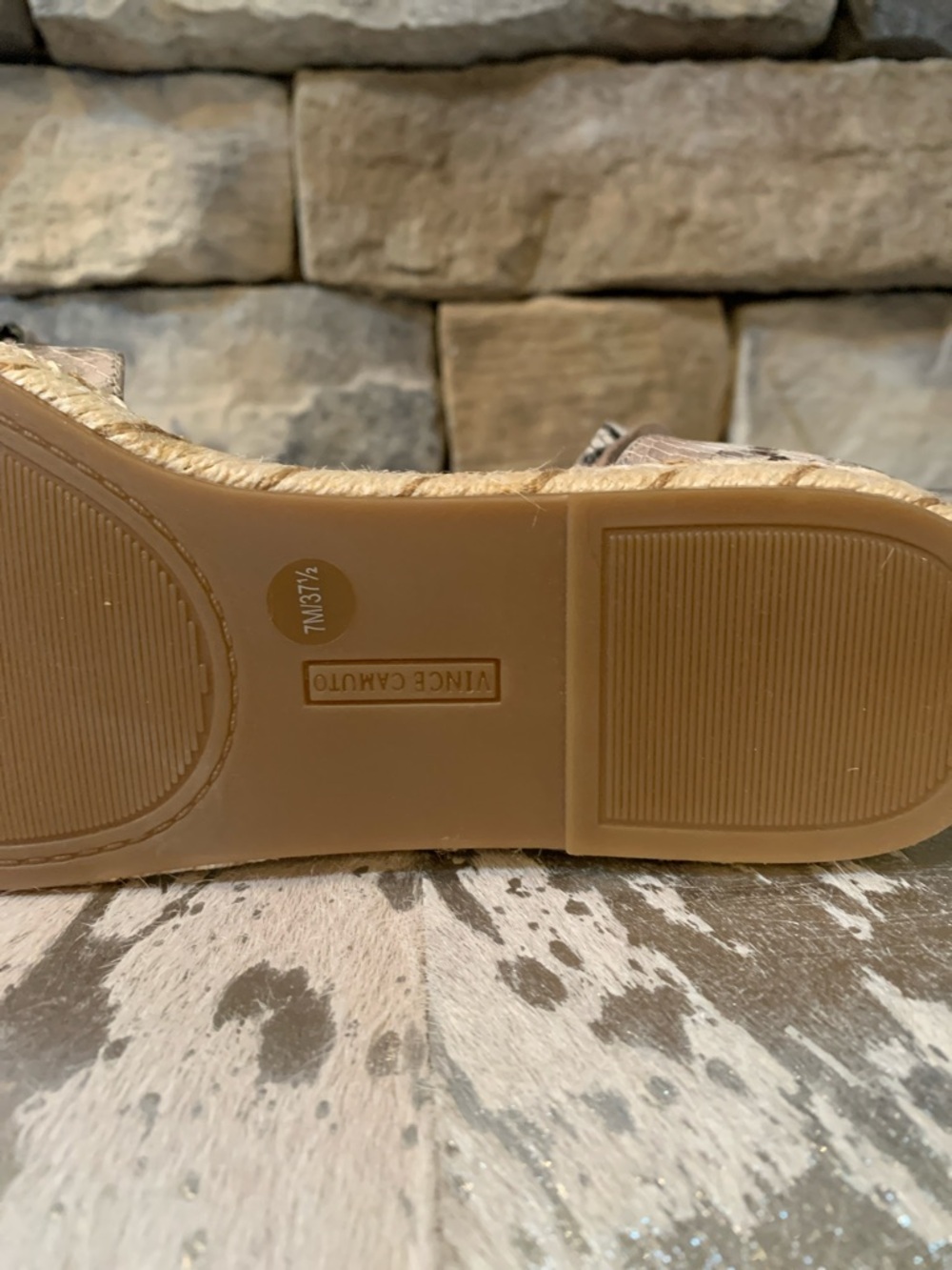 Vince Camuto Jeliany Snakeskin Print Ankle Wrap Espadrille Sandals - Picture 7 of 11